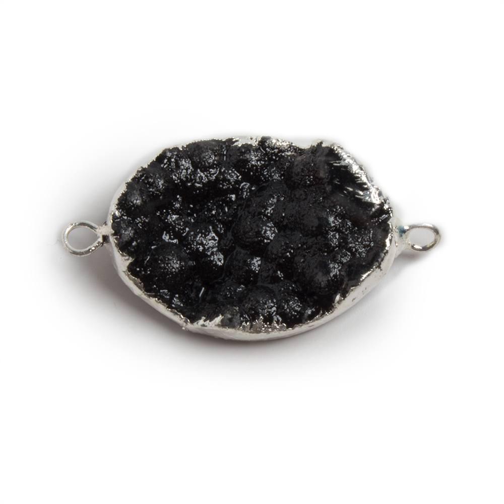 25x18mm Silver edged Black Oval Drusy Connector 1 focal bead - The Bead Traders