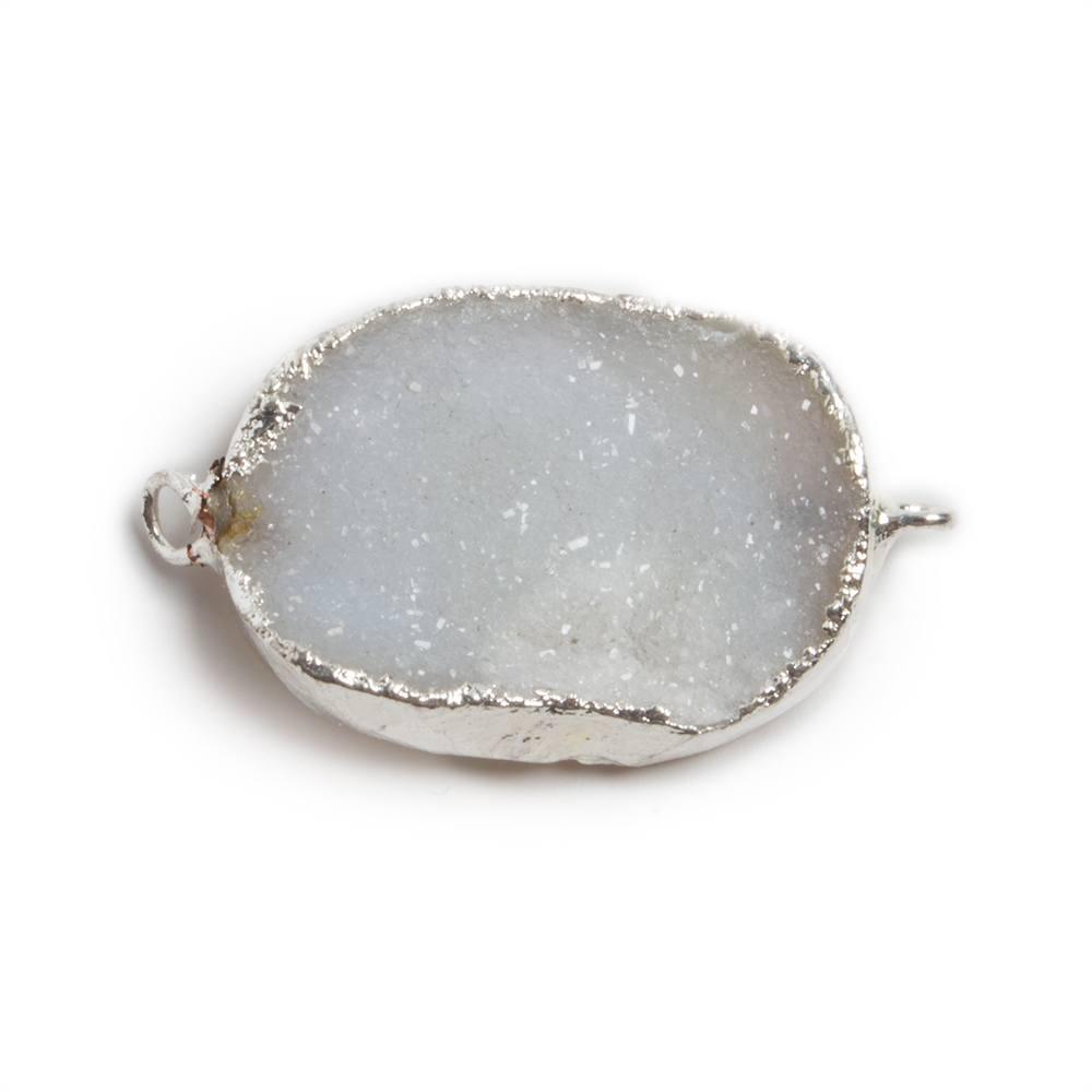 25x18mm Silver edged White Oval Drusy Connector 1 focal bead - The Bead Traders