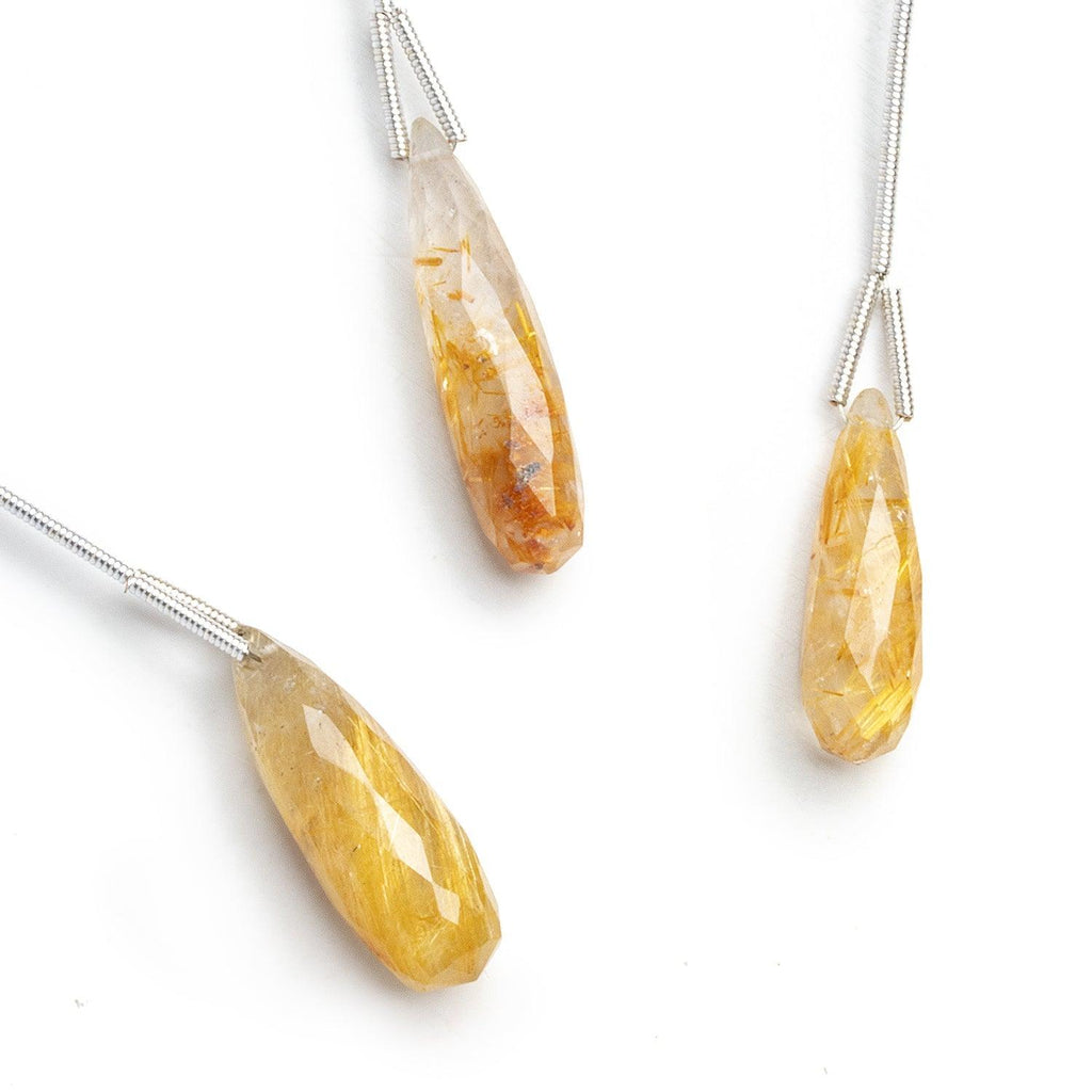 25x8mm Rutilated Quartz Faceted Teardrop Focal 1 Bead - The Bead Traders
