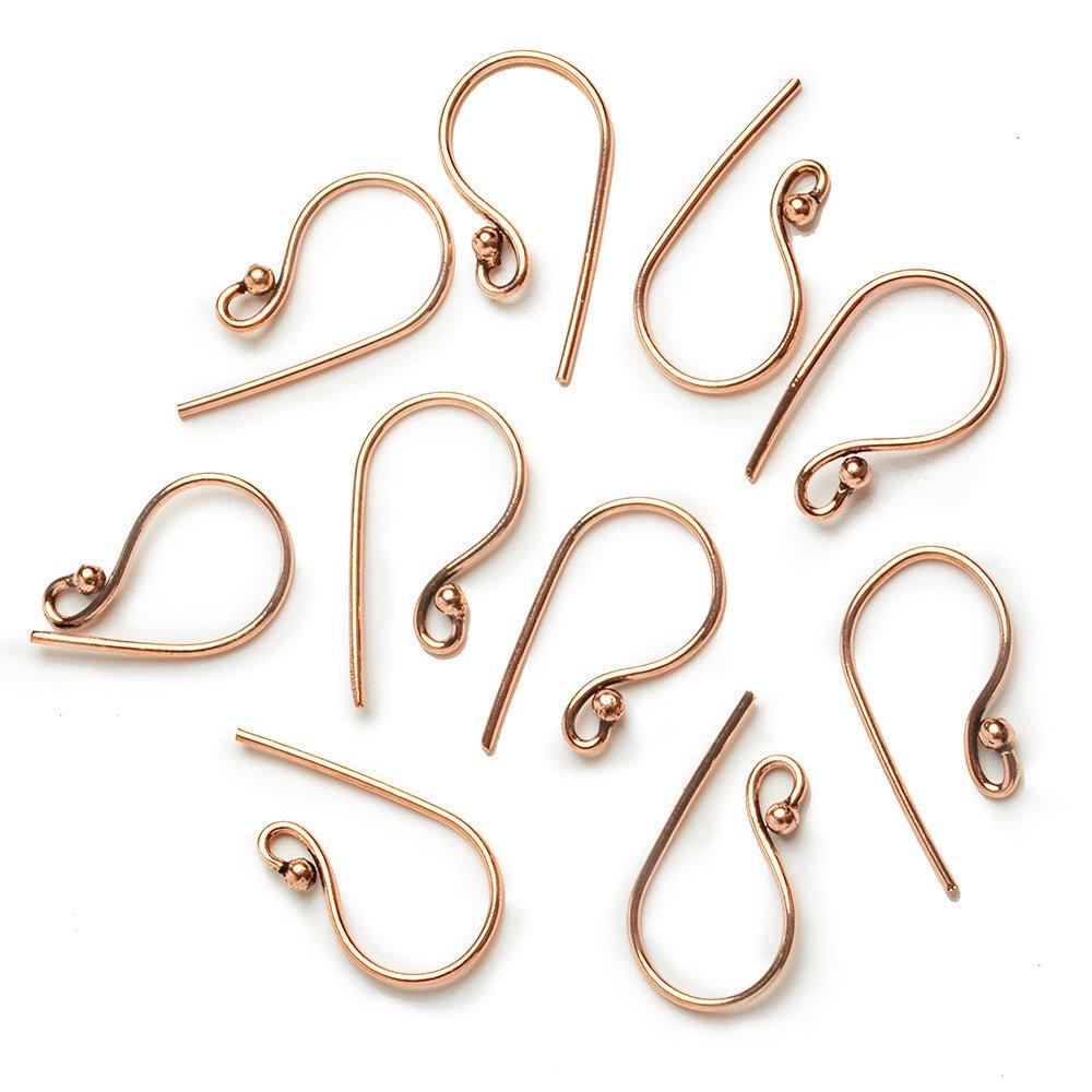 26x10mm Copper Earwire with Ball Design Set of 10 - The Bead Traders