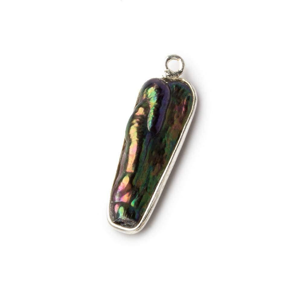 26x10mm Sterling Silver Bezel Peacock Biwa Pearl Pendant - The Bead Traders