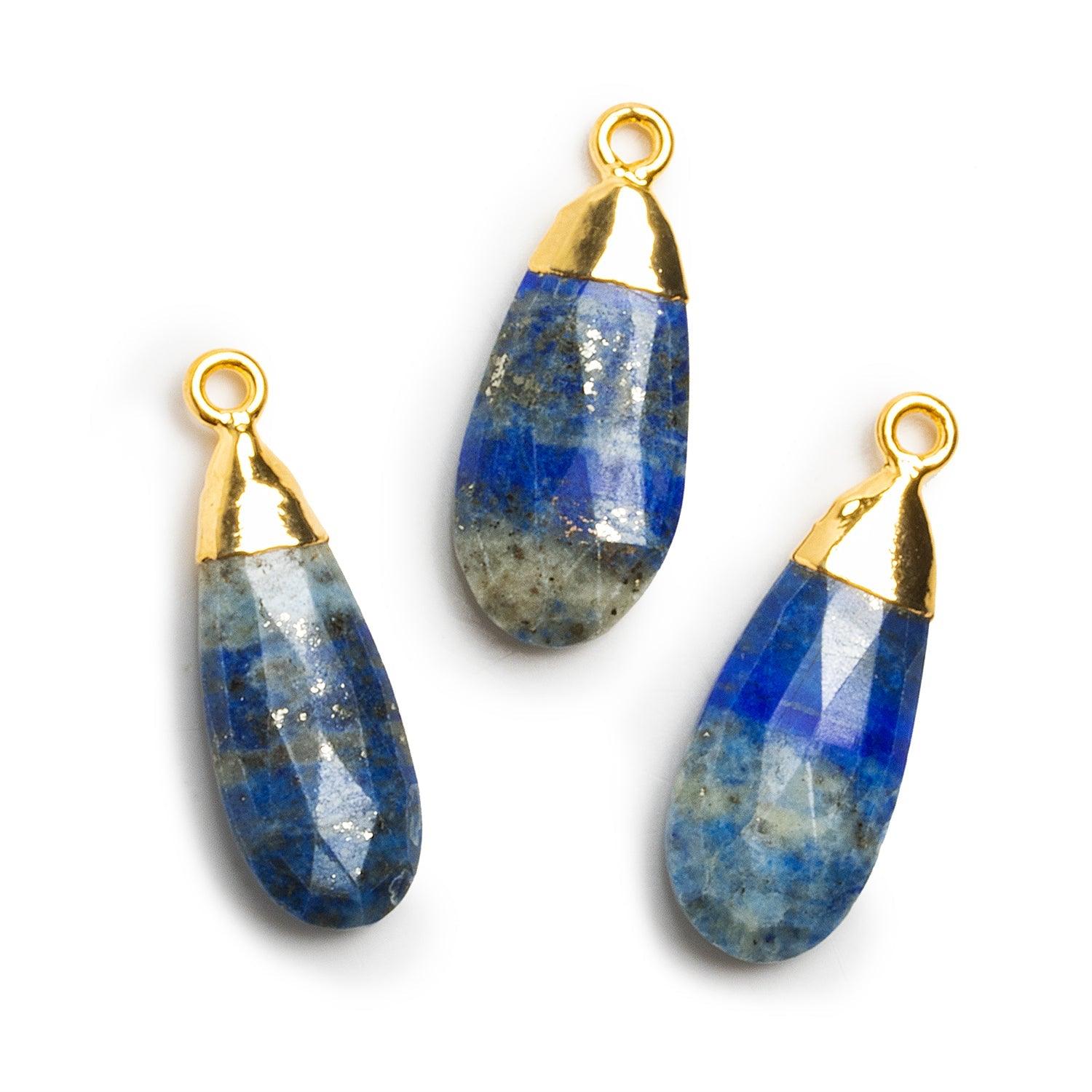 26x11mm Gold Leafed Lapis Lazui Pear Pendant 1 Bead - The Bead Traders