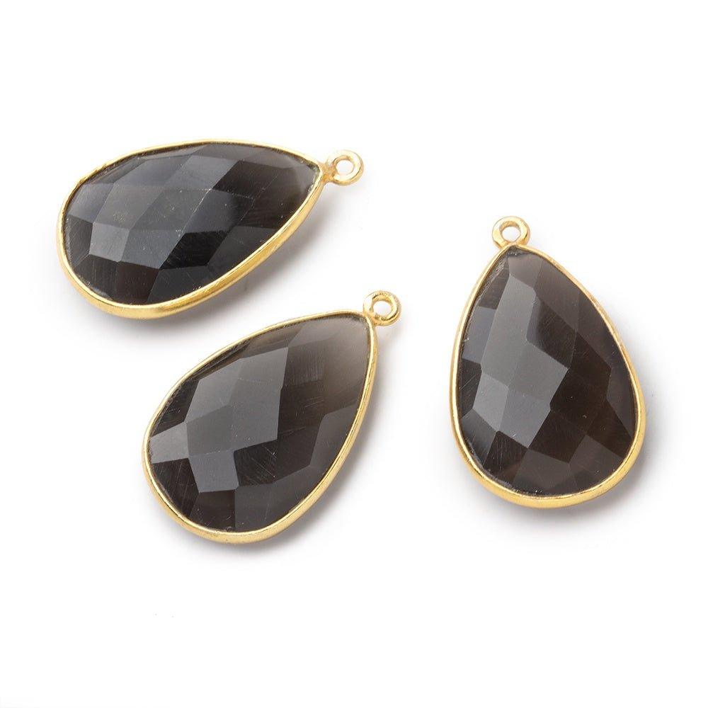26x17mm Vermeil Bezel Dark Platinum Moonstone Pear Pendant 1 piece - The Bead Traders