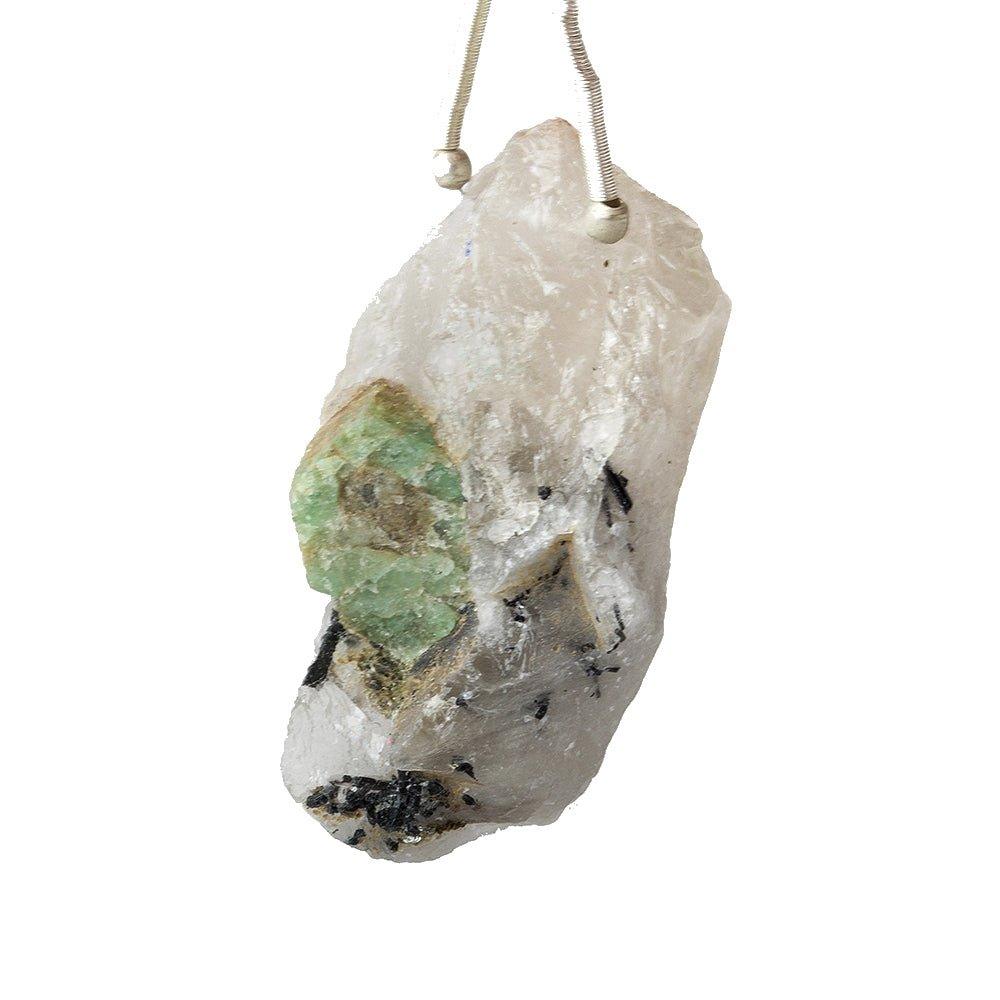 26x27mm Emerald and Crystal Quartz Natural Crystal Cluster Pendant 1 piece - The Bead Traders