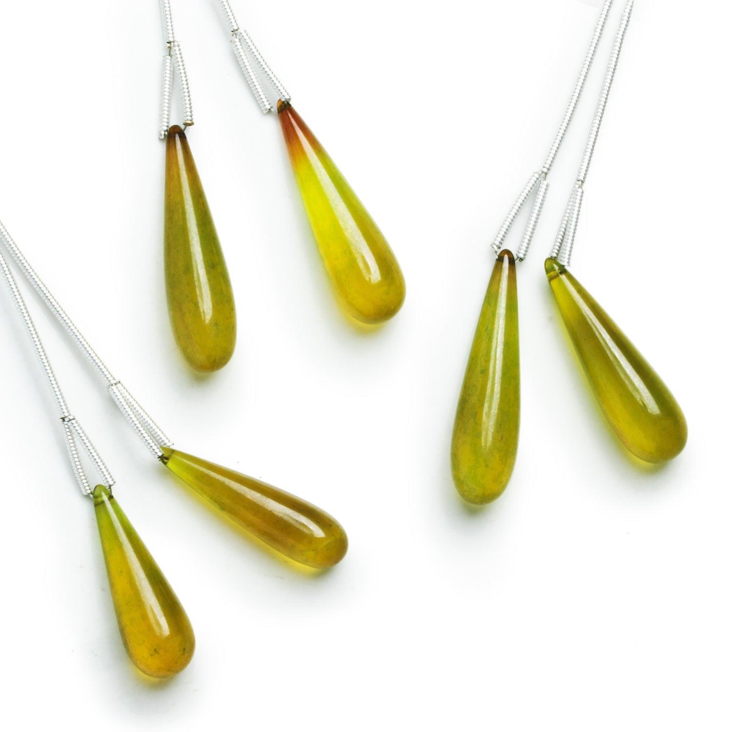 26x8mm Chalcedony Plain Teardrop Focals 2 Beads - The Bead Traders