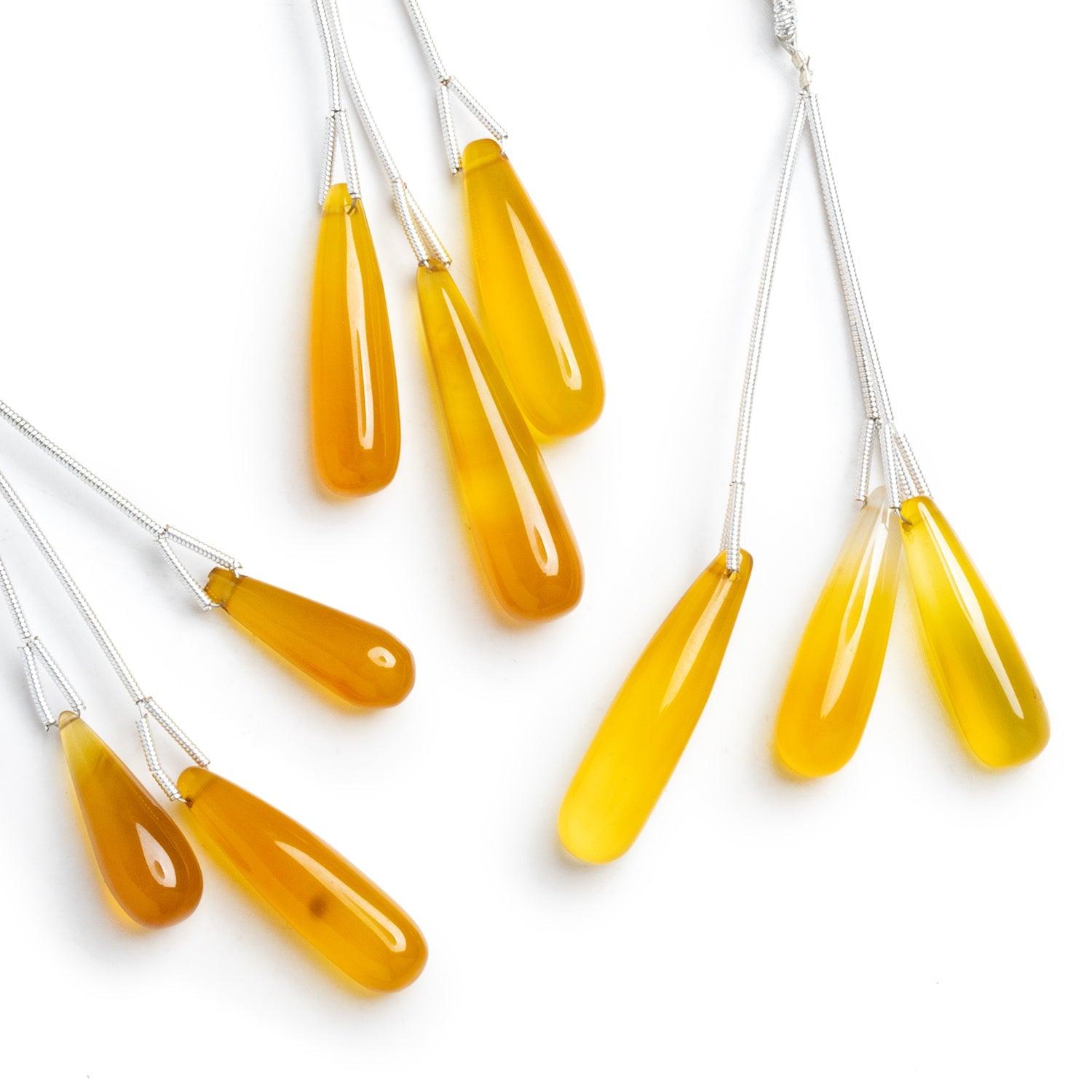26x8mm Chalcedony Plain Teardrop Focals 3 Beads - The Bead Traders