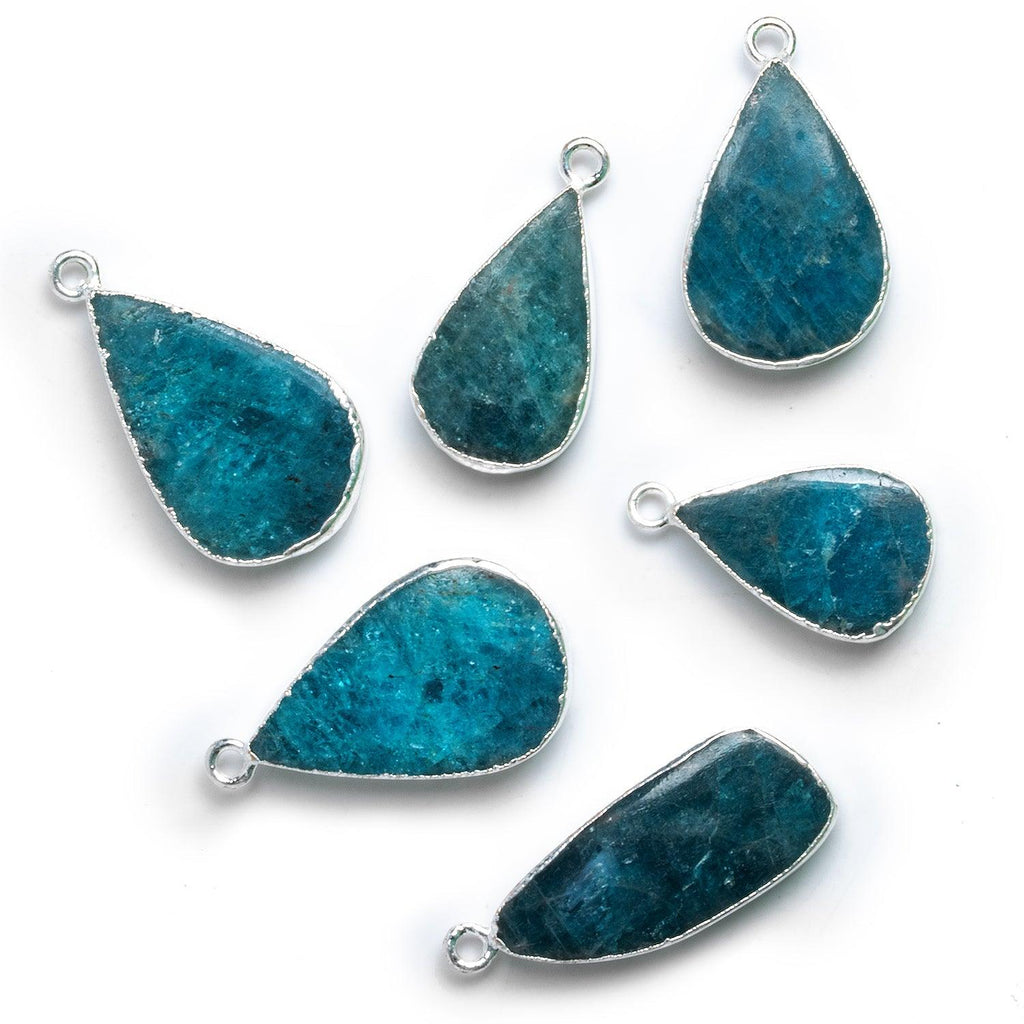 27x14mm Silver Leafed Apatite Pear Pendant 1 Bead - The Bead Traders