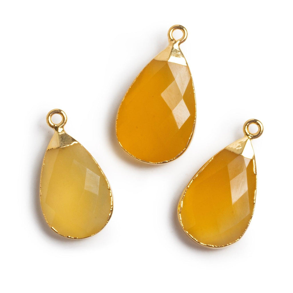 27x15mm Gold Leafed Yellow Chalcedony Pear Pendant 1 Piece - The Bead Traders