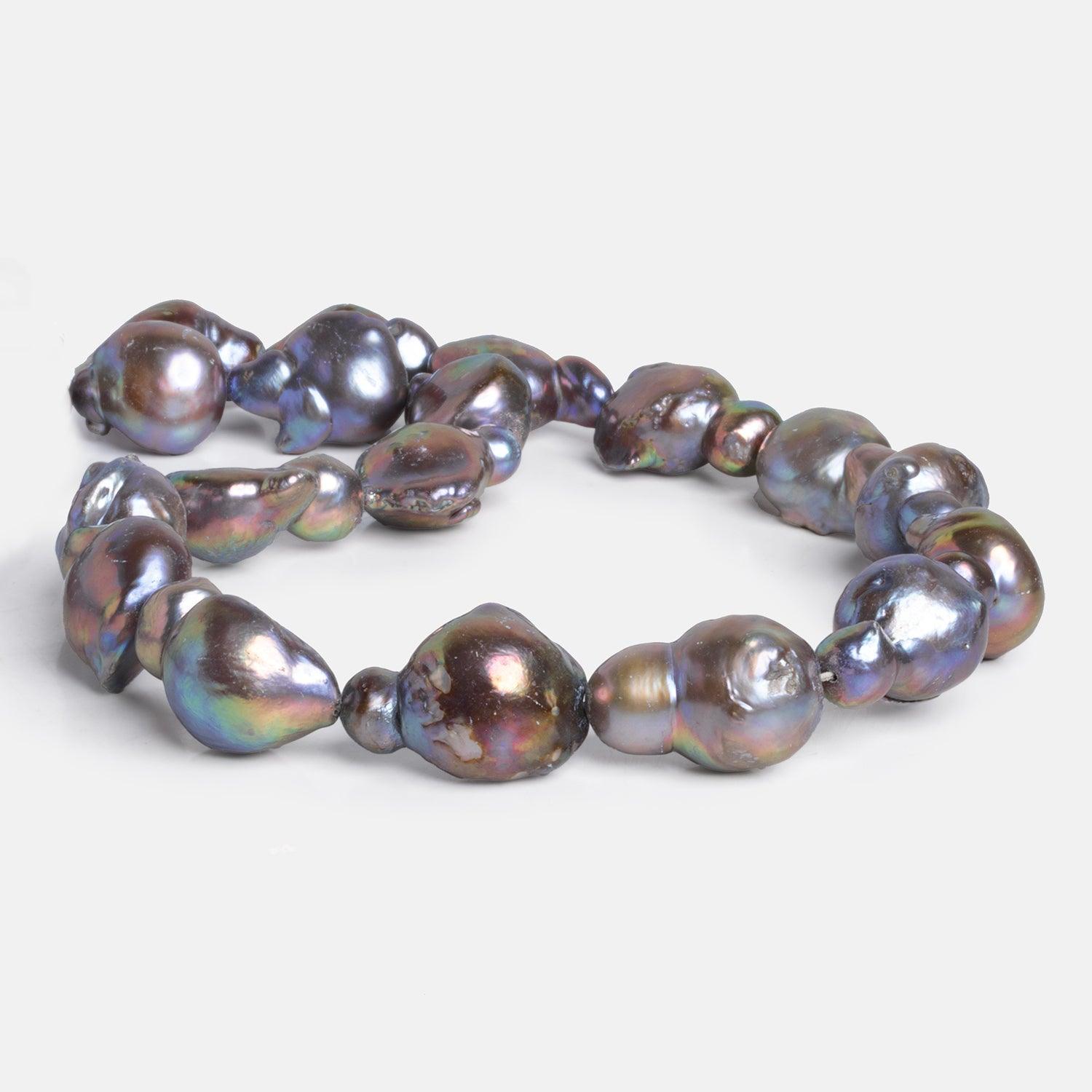 27x15mm Lilac Peacock Ultra Baroque Pearls 15 inch 14 beads - The Bead Traders