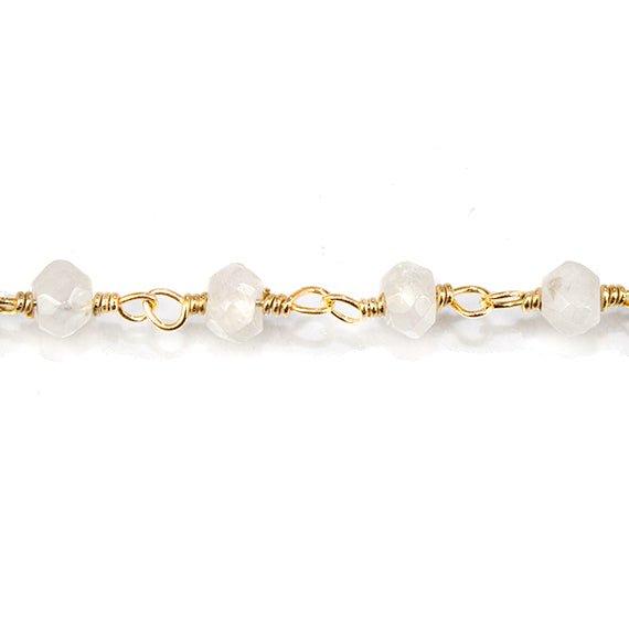 2.8-3.5mm Rainbow Moonstone faceted rondelle Gold Plated Chain- 12 ft lot - The Bead Traders