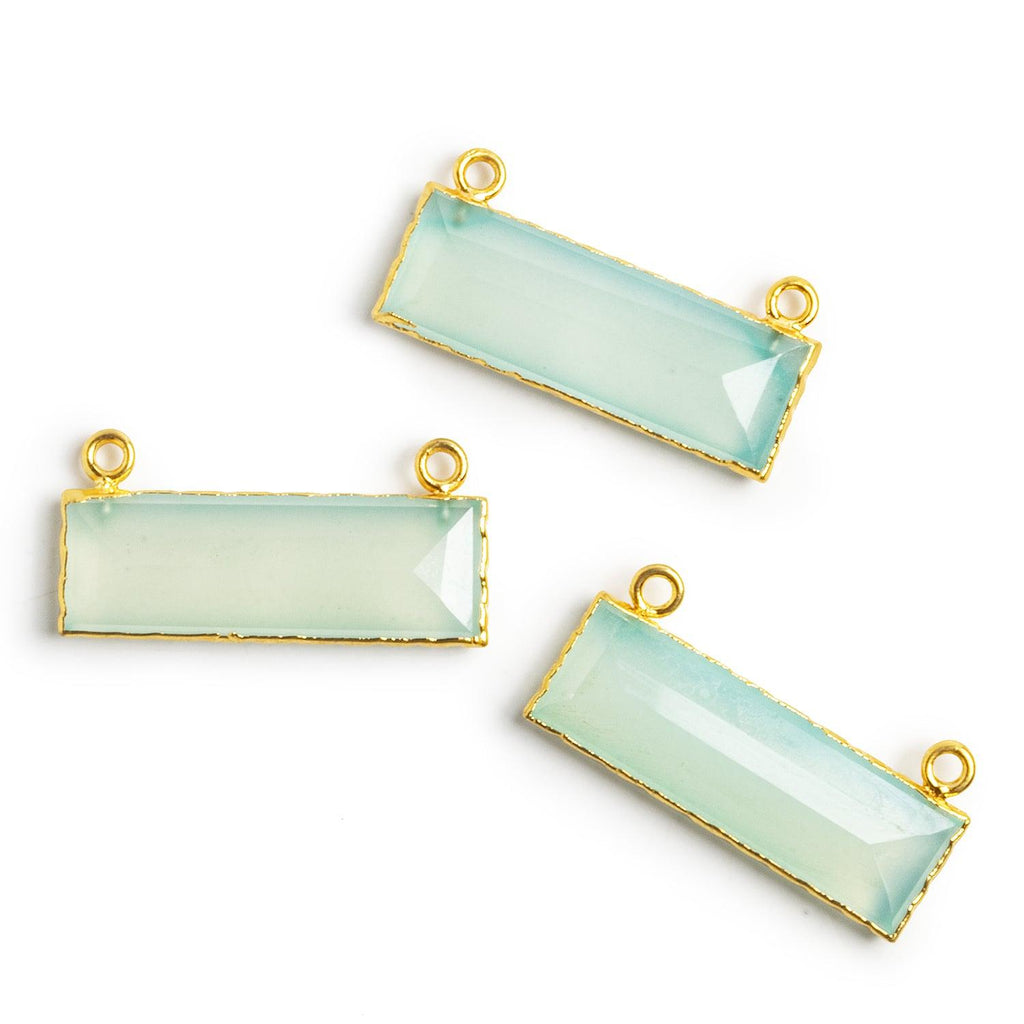28x13mm Gold Leafed Seafoam Chalcedony Bar Connector 1 Piece - The Bead Traders