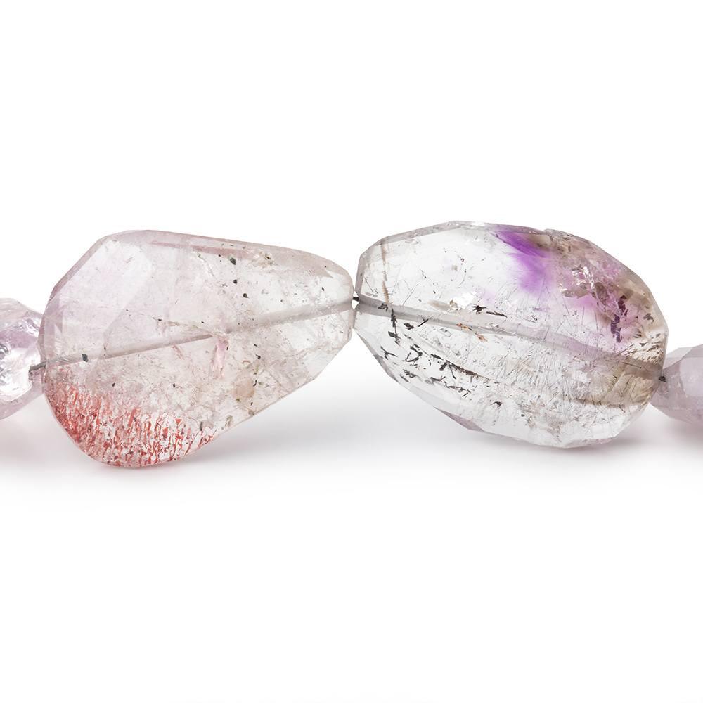 28x19-33x19mm Mossy Amethyst Faceted Nugget Beads 8 inch 7 pieces - The Bead Traders