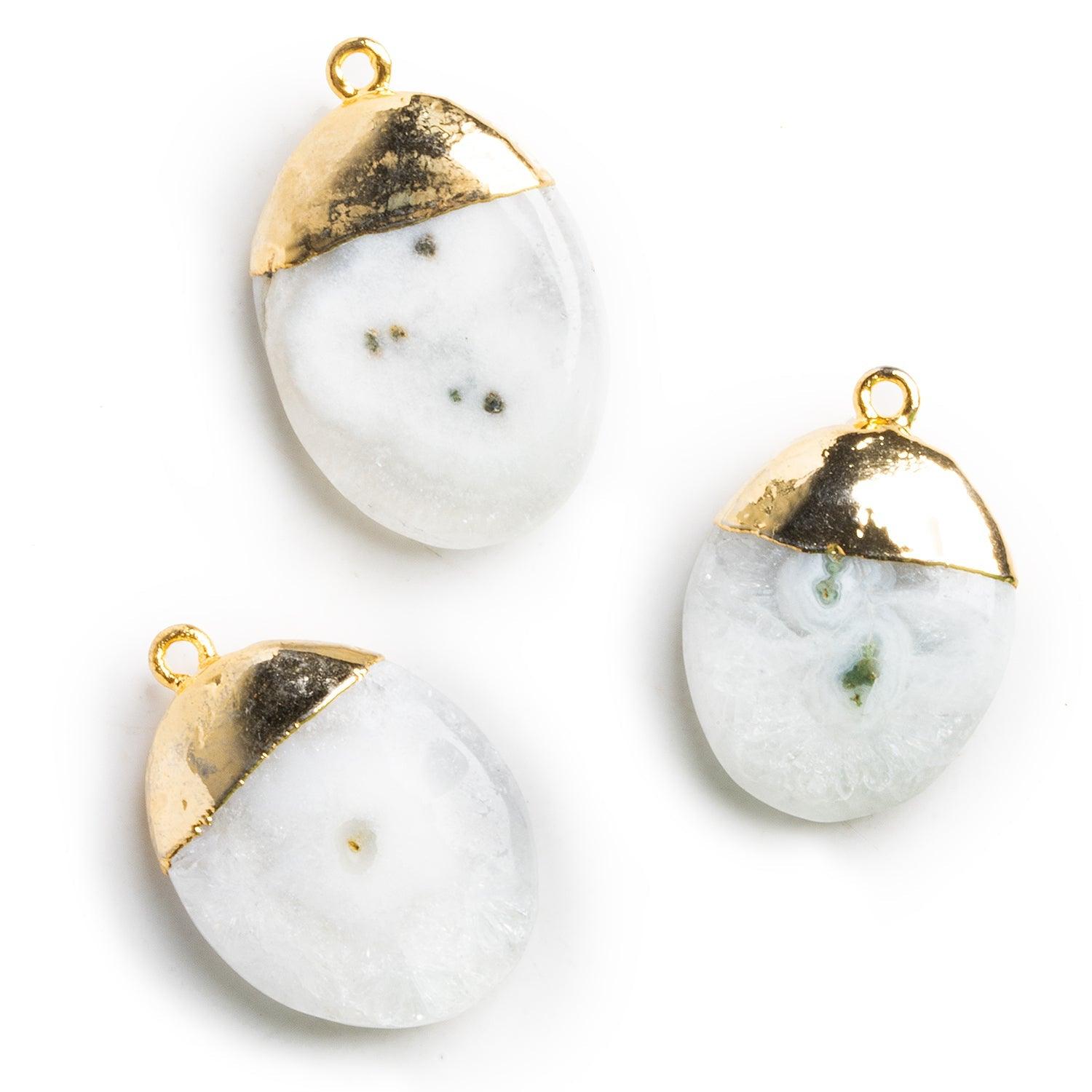 28x21mm Gold Leafed Solar Quartz Oval 1 Bead - The Bead Traders
