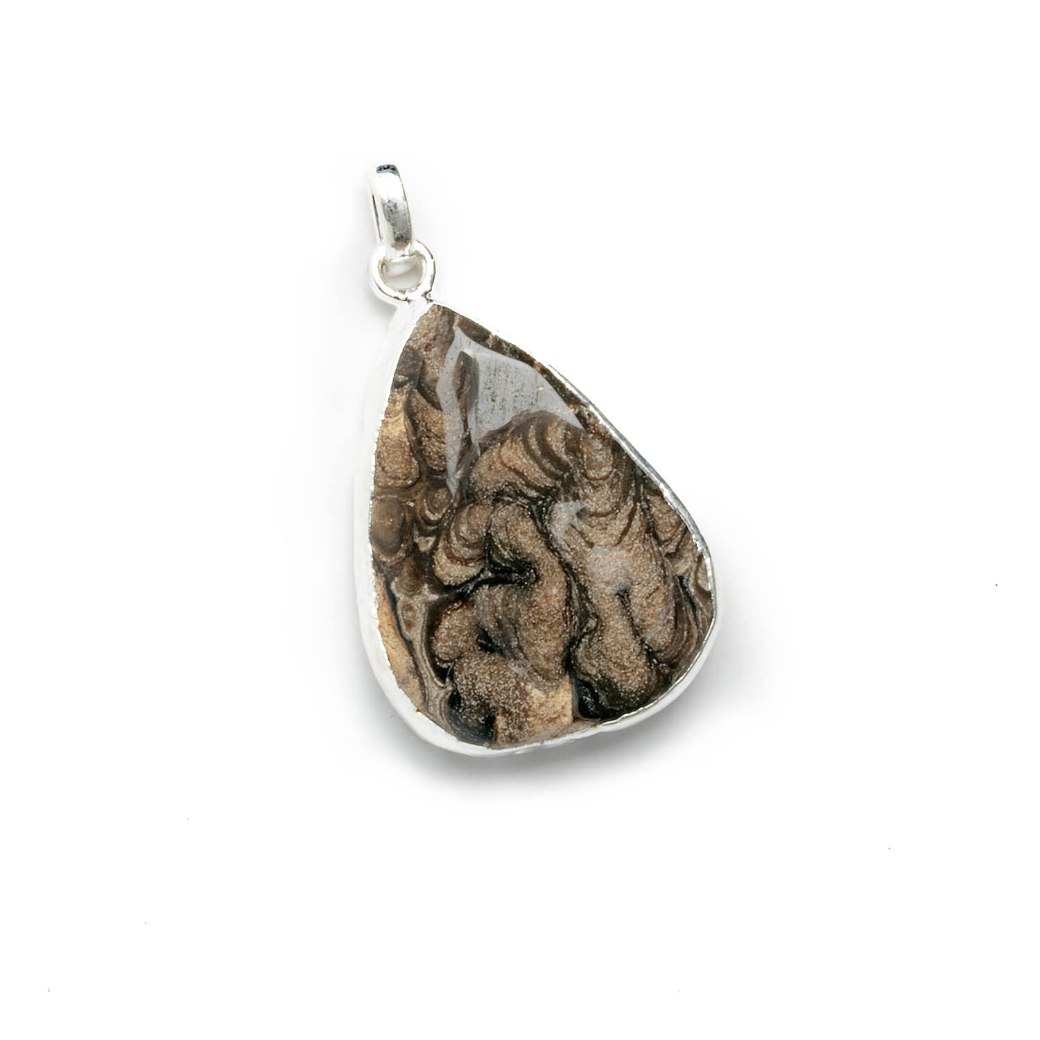 28x22mm Silver Leafed Jasper Pear Pendant 1 Piece - The Bead Traders