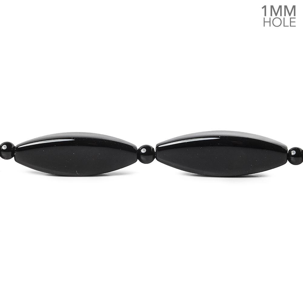 28x9mm & 4mm Black Onyx Cubed Marquise & Plain Rounds 16 inch 25 beads - The Bead Traders