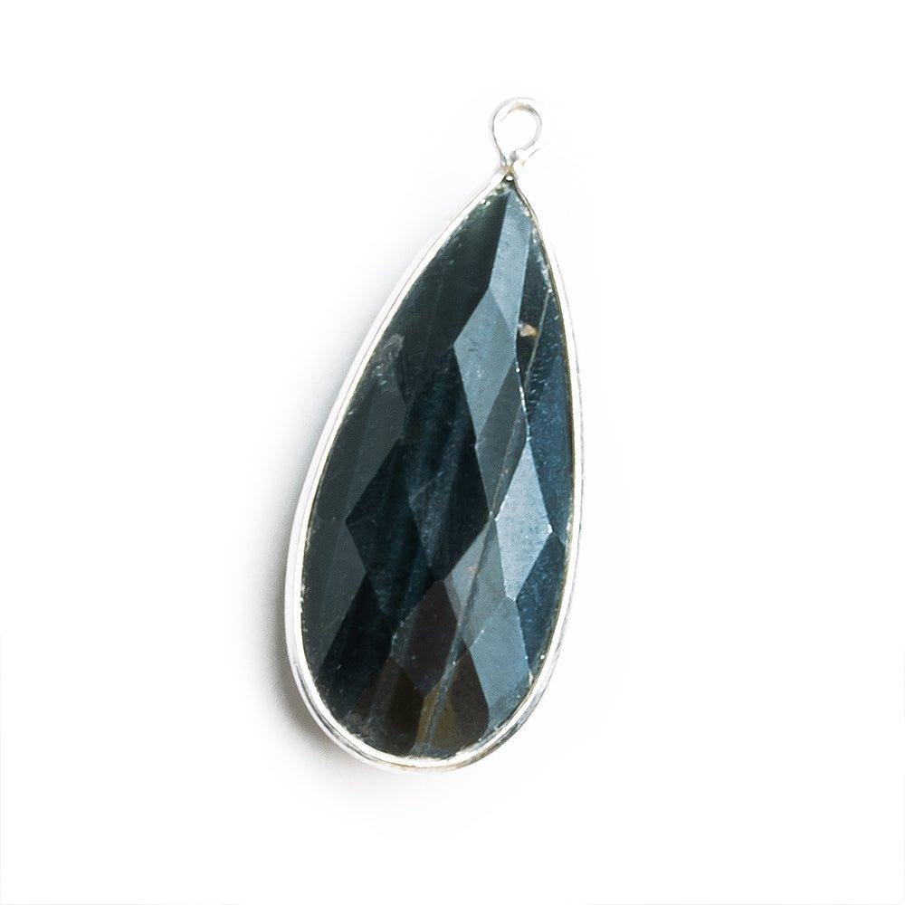 29x13mm Silver Bezel Gold & Black Tiger's Eye faceted pear Pendant 1 piece - The Bead Traders