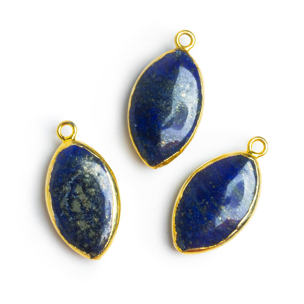 29x15mm Gold Leafed Lapis Lazuli Marquise Pendant 1 Bead - The Bead Traders