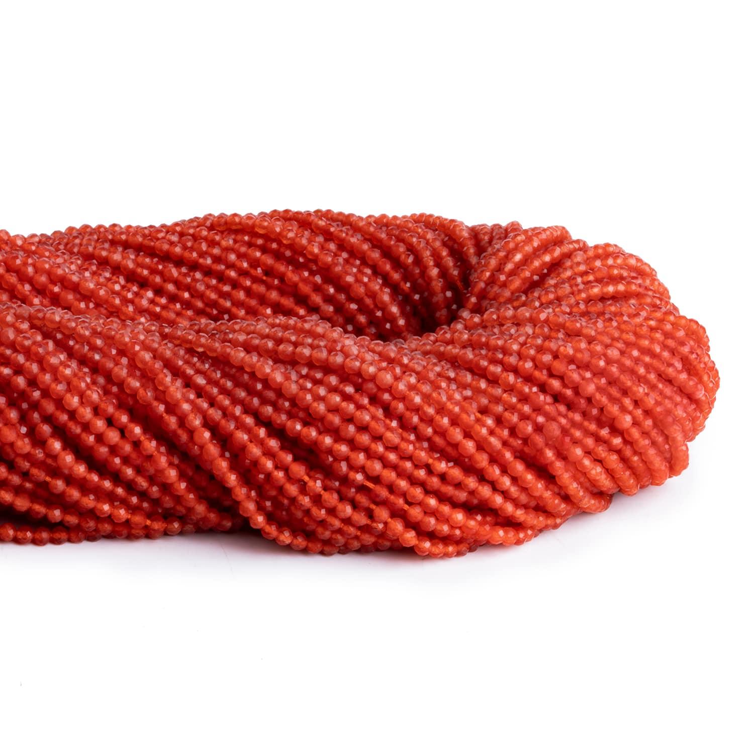 2mm Carnelian Microfaceted Rounds 12 inch 140 beads - The Bead Traders