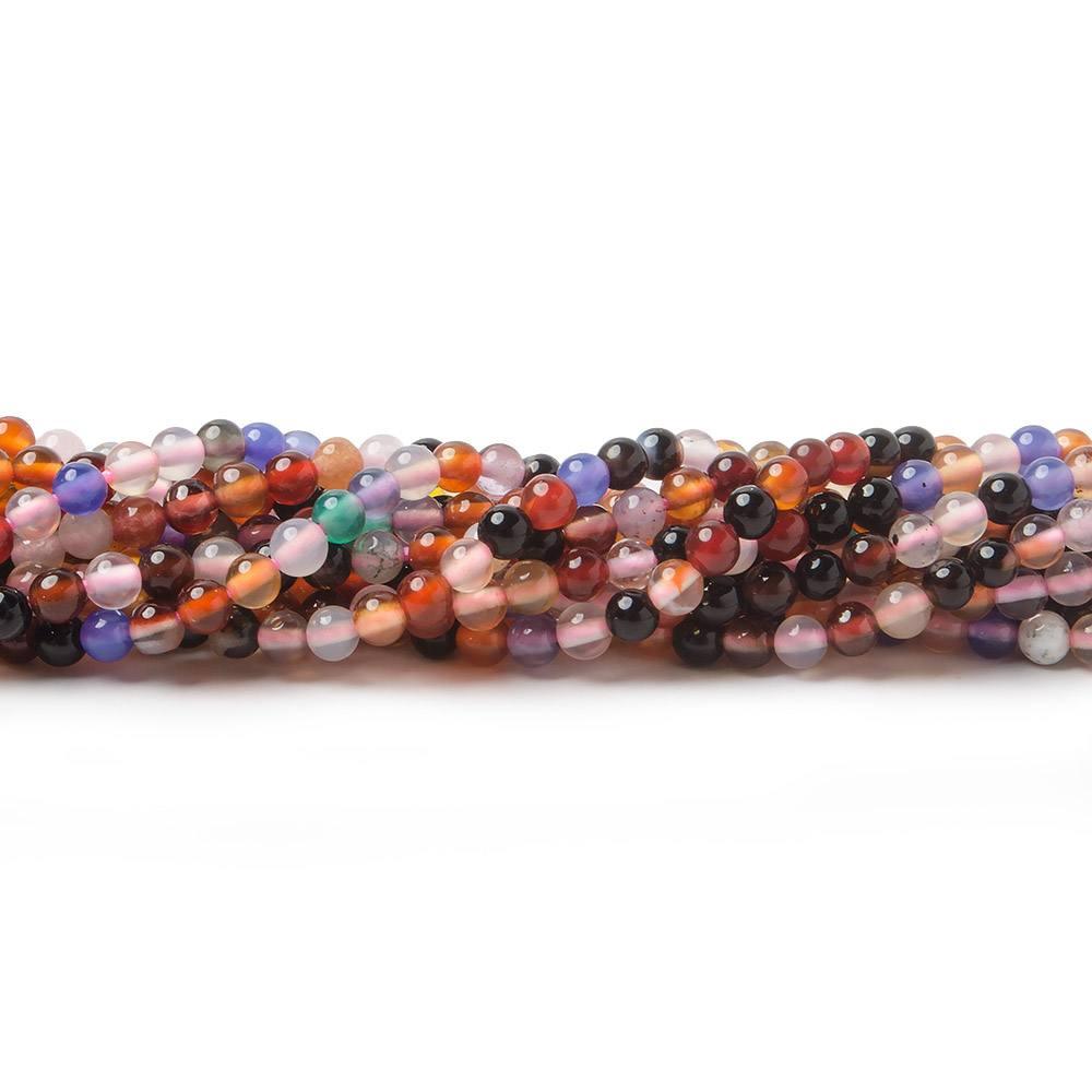 2mm Carnival Multi-Gemstone Plain Round Beads, 15 inch - The Bead Traders