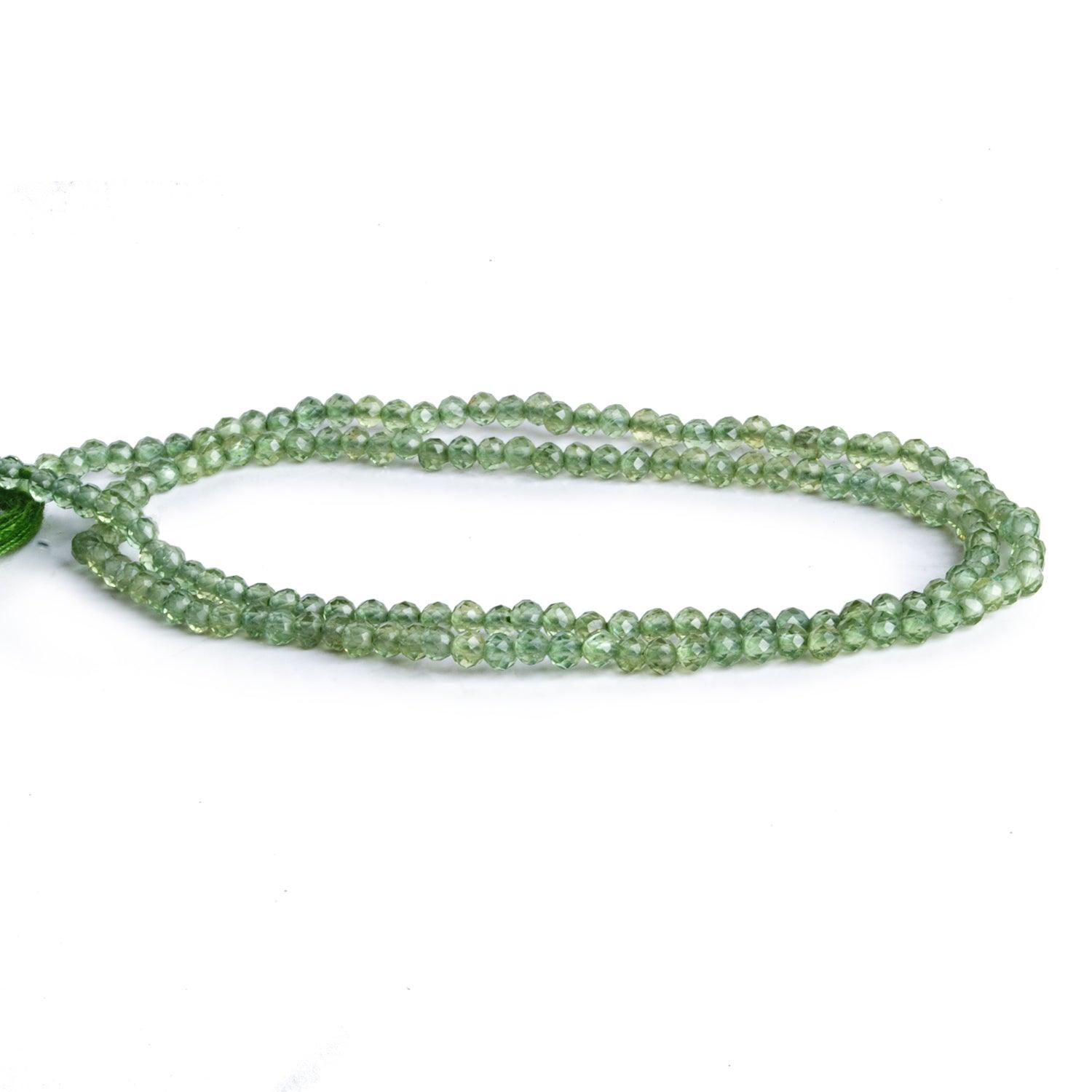 2mm Green Apatite Microfaceted Rounds 12 inch 155 beads - The Bead Traders