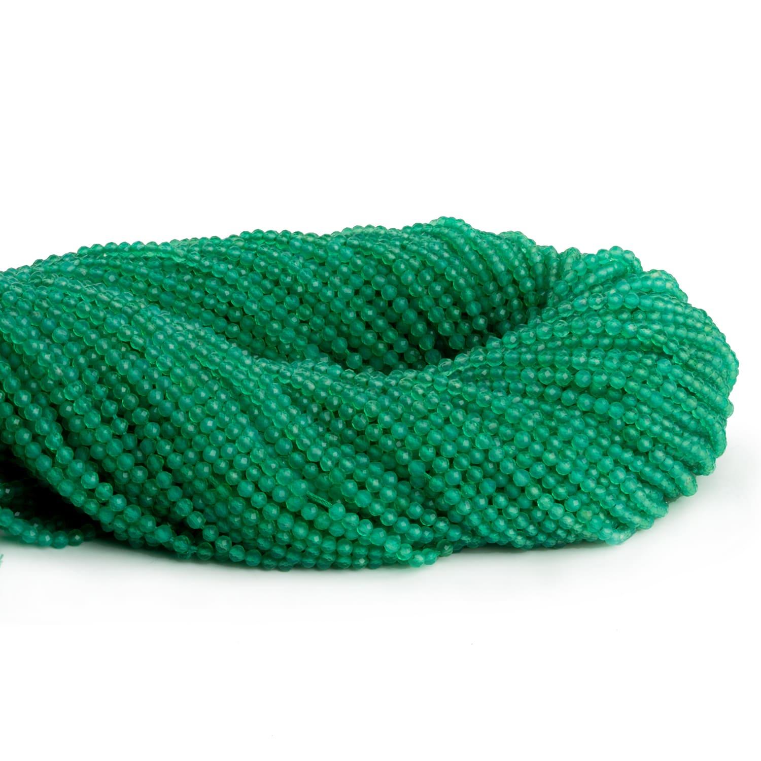 2mm Green Onyx Microfaceted Rounds 12 inch 145 beads - The Bead Traders