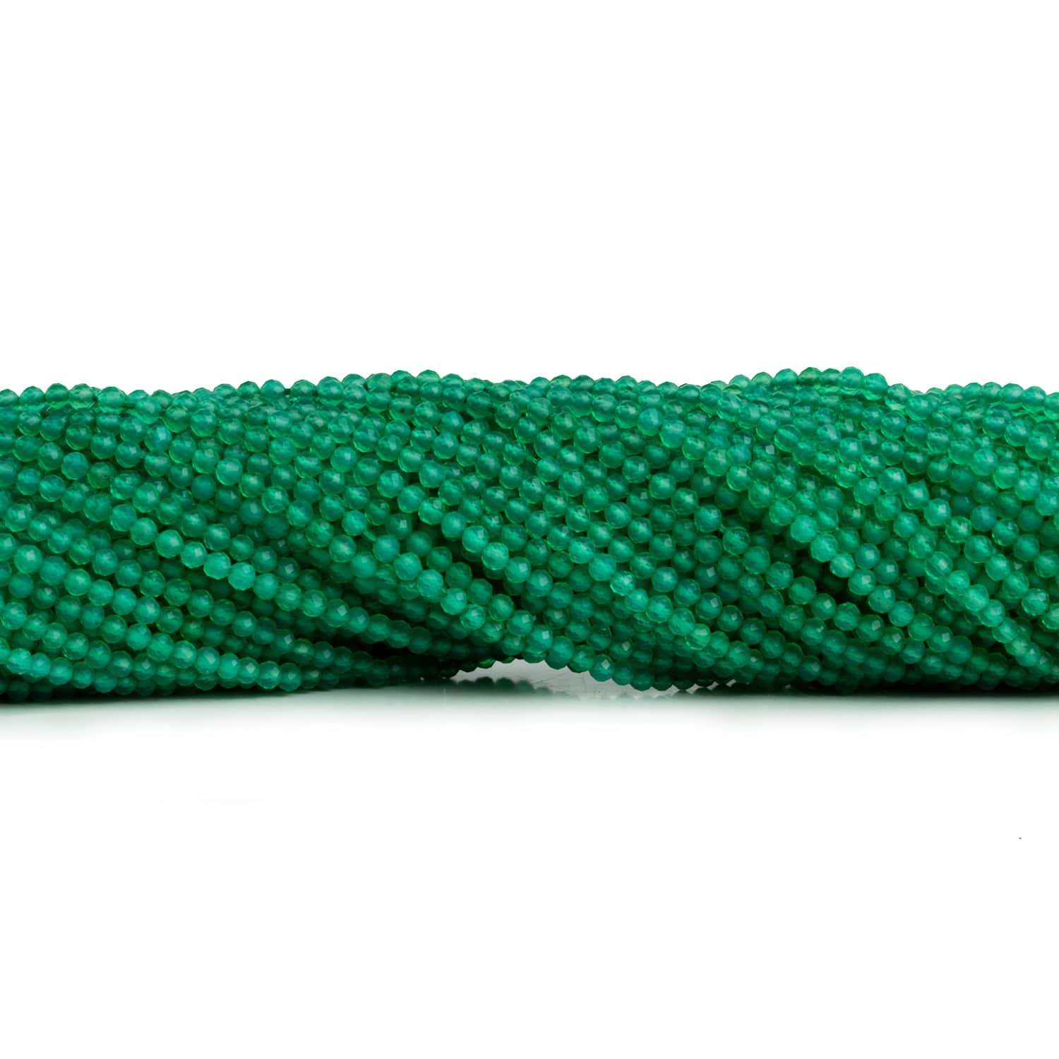 2mm Green Onyx Microfaceted Rounds 12 inch 145 beads - The Bead Traders