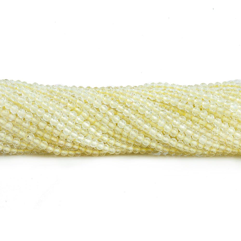 2mm Lemon Quartz Microfaceted Round Beads 12 inch 140 pieces - The Bead Traders