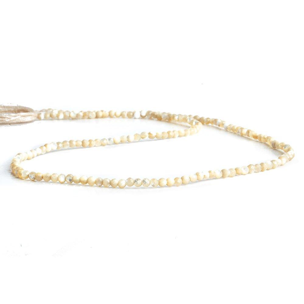 2mm Mother of Pearl Microfaceted Round Beads 12 inch 140 pieces - The Bead Traders
