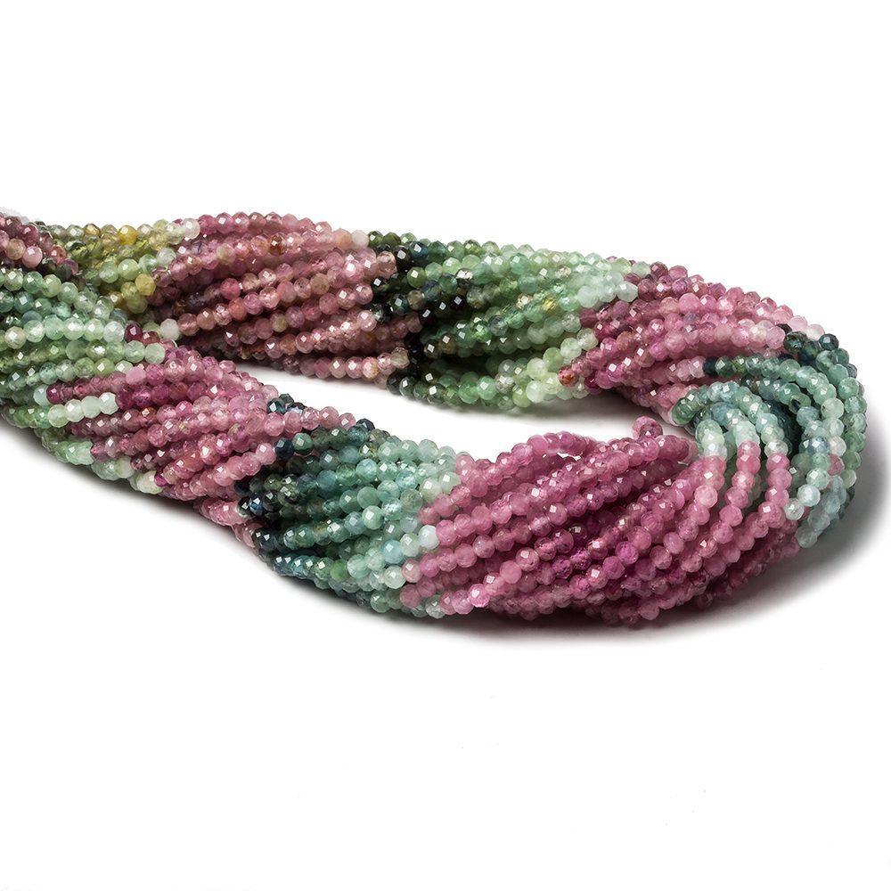 2mm Multi Color Tourmaline microfaceted rondelle beads 12.5 inch 178 pieces - The Bead Traders