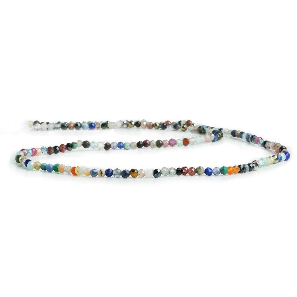 2mm Multi Gemstone Microfaceted Round Beads 12 inch 160 pieces - The Bead Traders