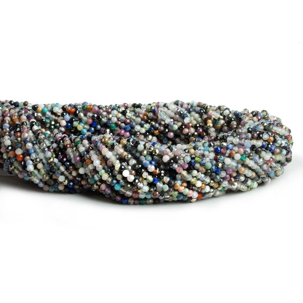 2mm Multi Gemstone Microfaceted Round Beads 12 inch 160 pieces - The Bead Traders