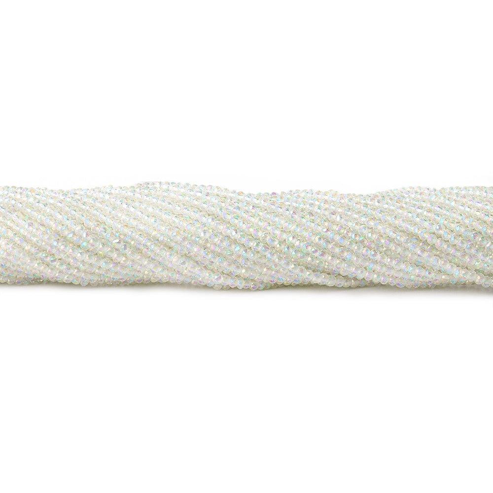 2mm Mystic Pearly White Quartz faceted rondelles 13 inch 230 beads - The Bead Traders
