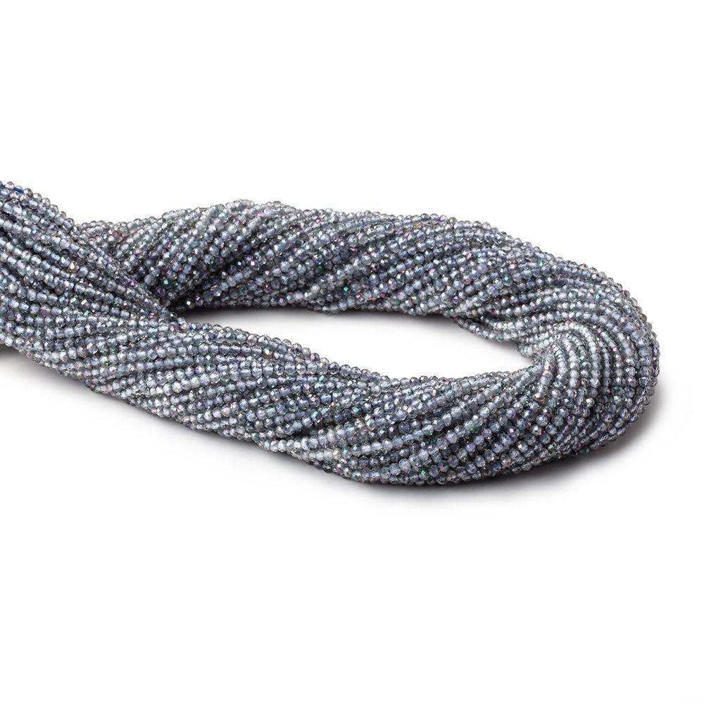 2mm Mystic Periwinkle Blue Topaz micro faceted rondelle beads 13 inch 180 pieces - The Bead Traders