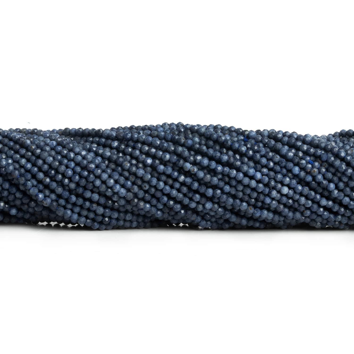 2mm Natural Blue Sapphire Microfaceted Rounds 12 inch 165 beads - The Bead Traders