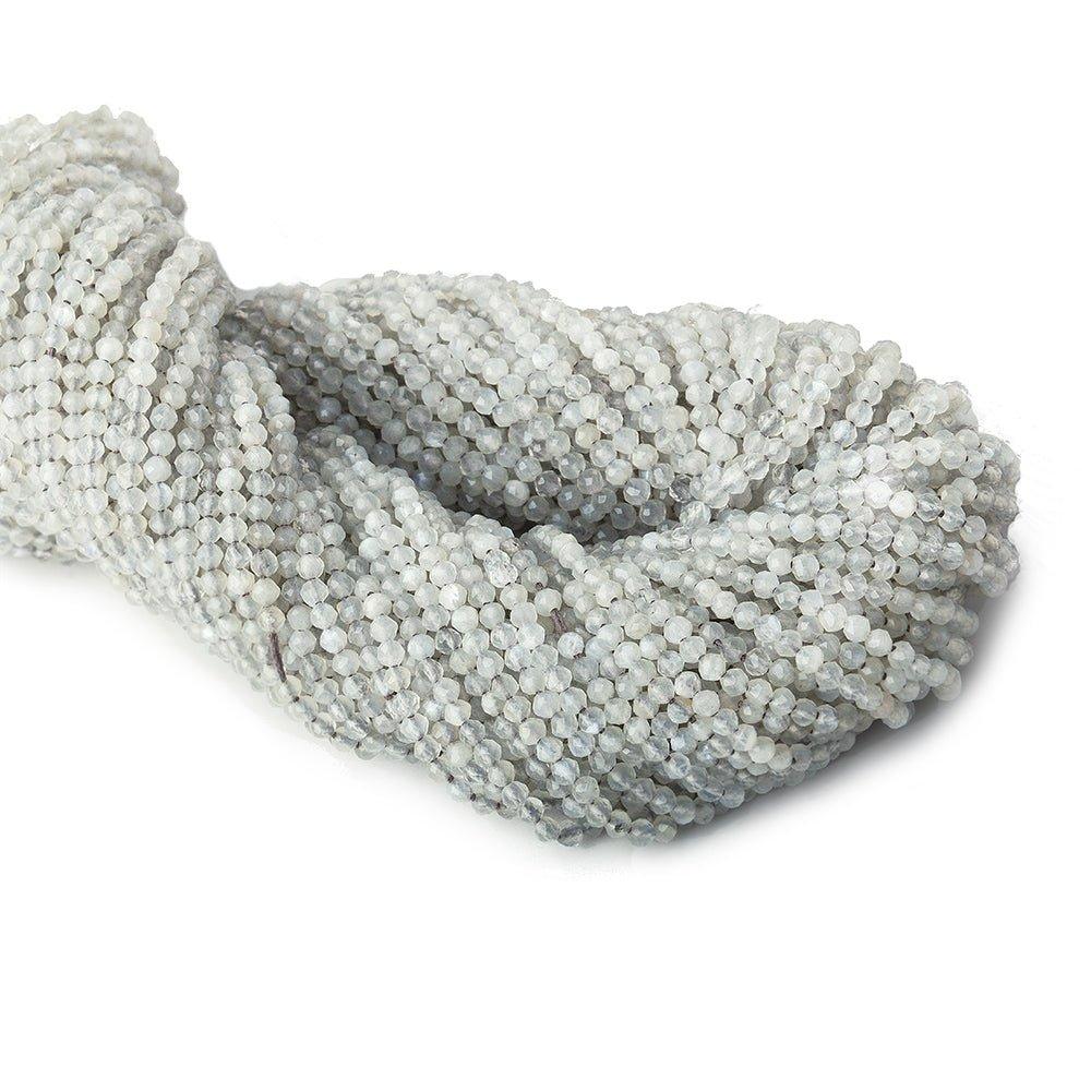 2mm Pale Grey Moonstone microfaceted round beads 13 inch 175 pieces - The Bead Traders
