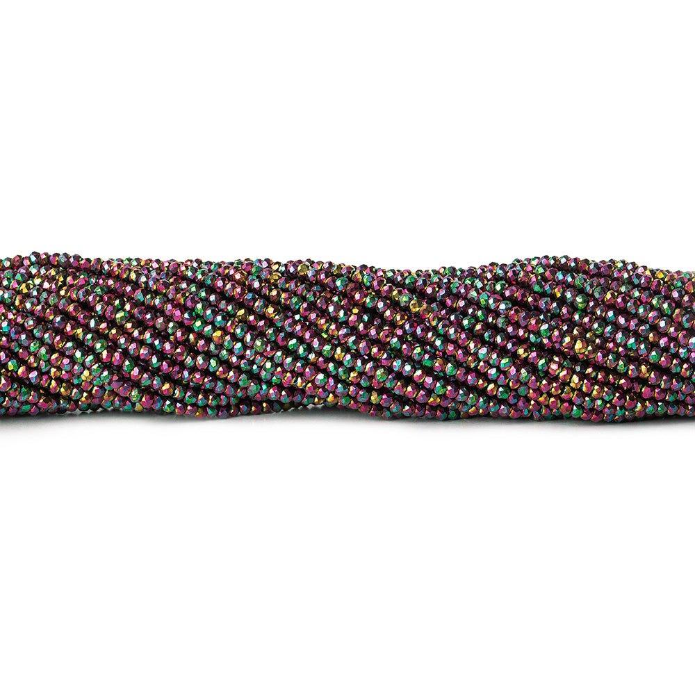 2mm Peacock Pink Mystic Quartz micro faceted rondelles 13 inches 215 beads - The Bead Traders