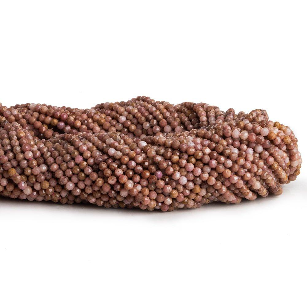 2mm Rhodonite Microfaceted Round Beads 12 inch 140 pieces - The Bead Traders