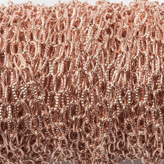 2mm Rose Gold plated Elongated Corrugated Oval Chain sold by the foot - The Bead Traders