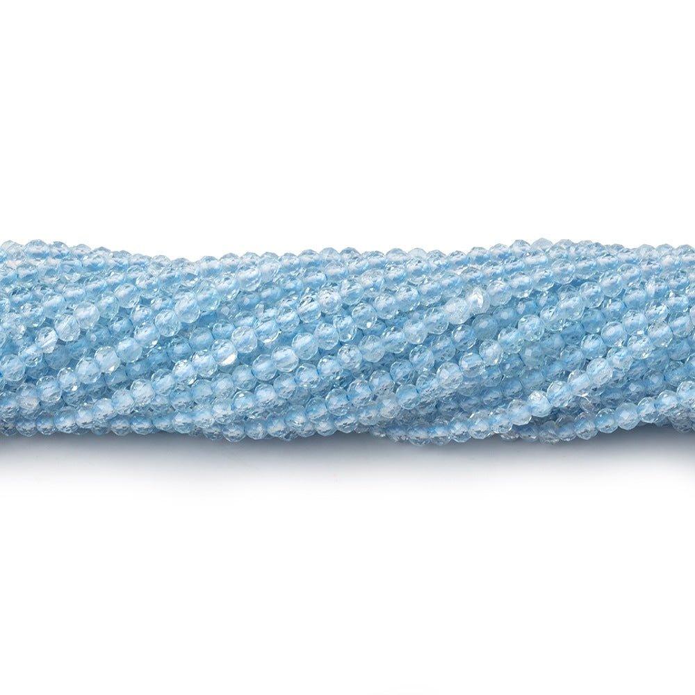 2mm Sky Blue Topaz microfaceted round beads 12.5 inch 173 beads - The Bead Traders