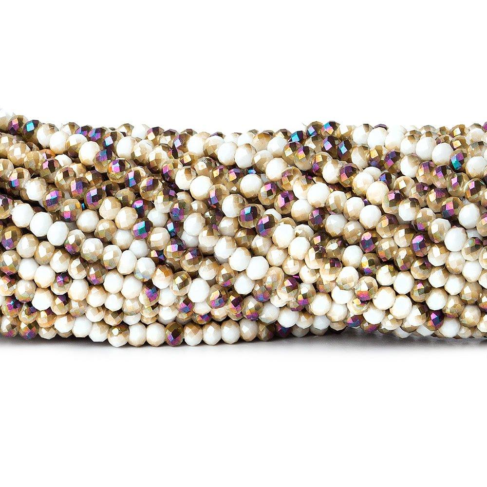 2mm Toasted Coconut Mystic Quartz micro faceted rondelles 13 inches 215 beads - The Bead Traders