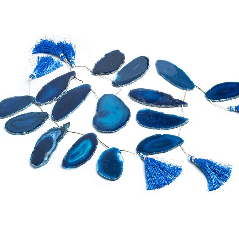 2x1.5 - 1.5x1.5 inch Aegean Blue Agate Slice Set of 5 focal beads - The Bead Traders