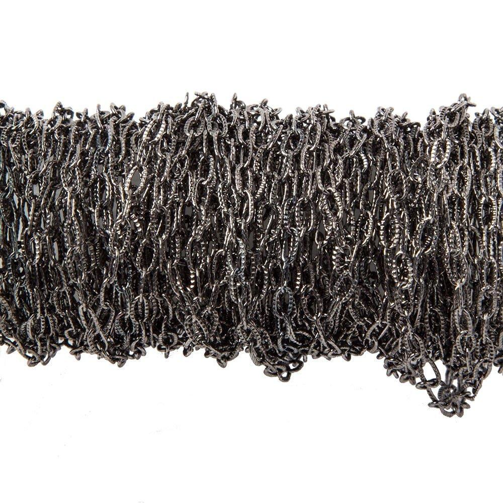 2x4mm Black Gold plated Elongated Corrugated Oval Link Chain by the Foot - The Bead Traders