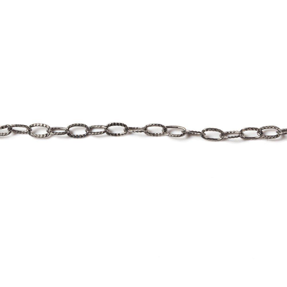2x4mm Black Gold plated Elongated Corrugated Oval Link Chain by the Foot - The Bead Traders