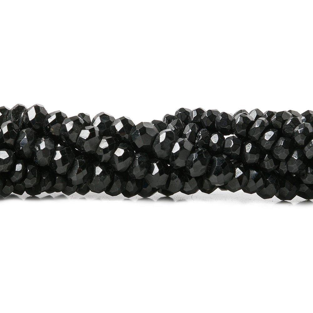3-3.5mm Black Spinel Faceted Rondelle Beads 14 inch 175 pieces - The Bead Traders