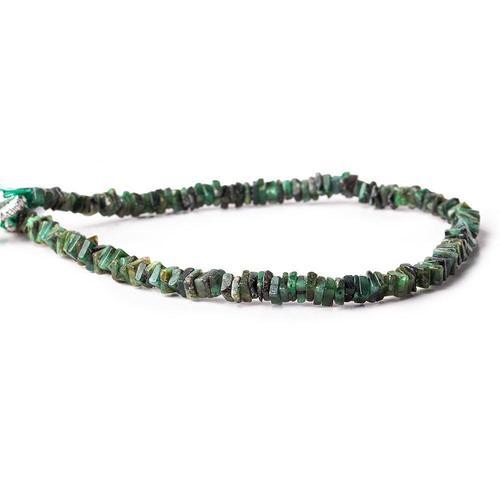 3-3.5mm Brazilian Emerald plain square Heishi 8 inch 130 pieces - The Bead Traders