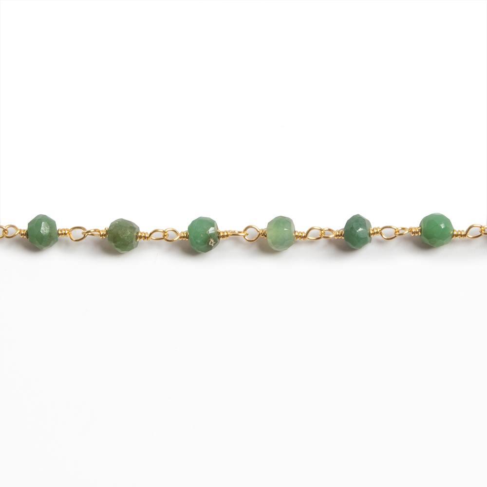 3-3.5mm Chrysoprase faceted rondelle Gold plated Chain by the foot 35 pcs - The Bead Traders
