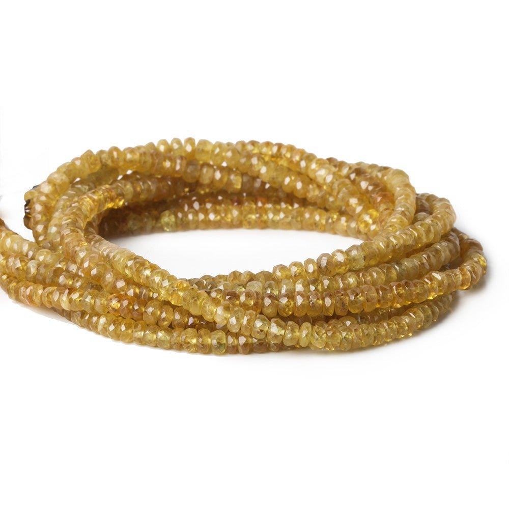 3-3.5mm Yellow Sapphire Faceted Rondelles 16 inch 205 beads - The Bead Traders