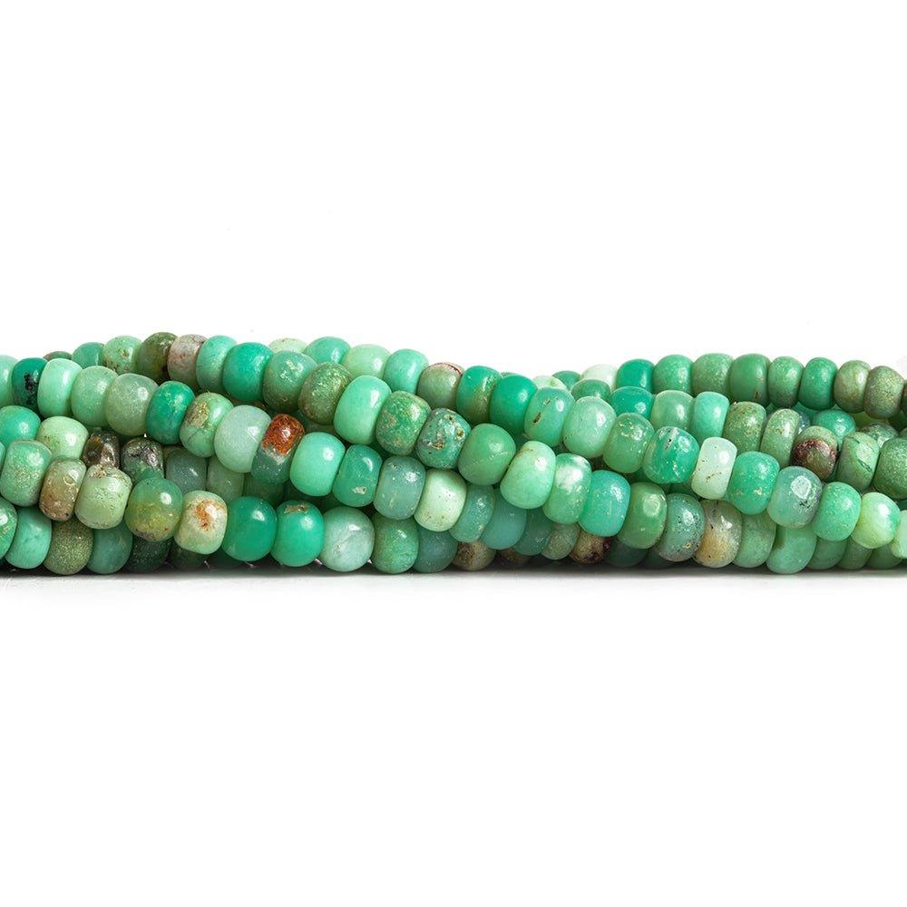 3-4.5mm Chrysoprase & Matrix Plain Rondelle Beads 7.5 inch 66 pieces - The Bead Traders