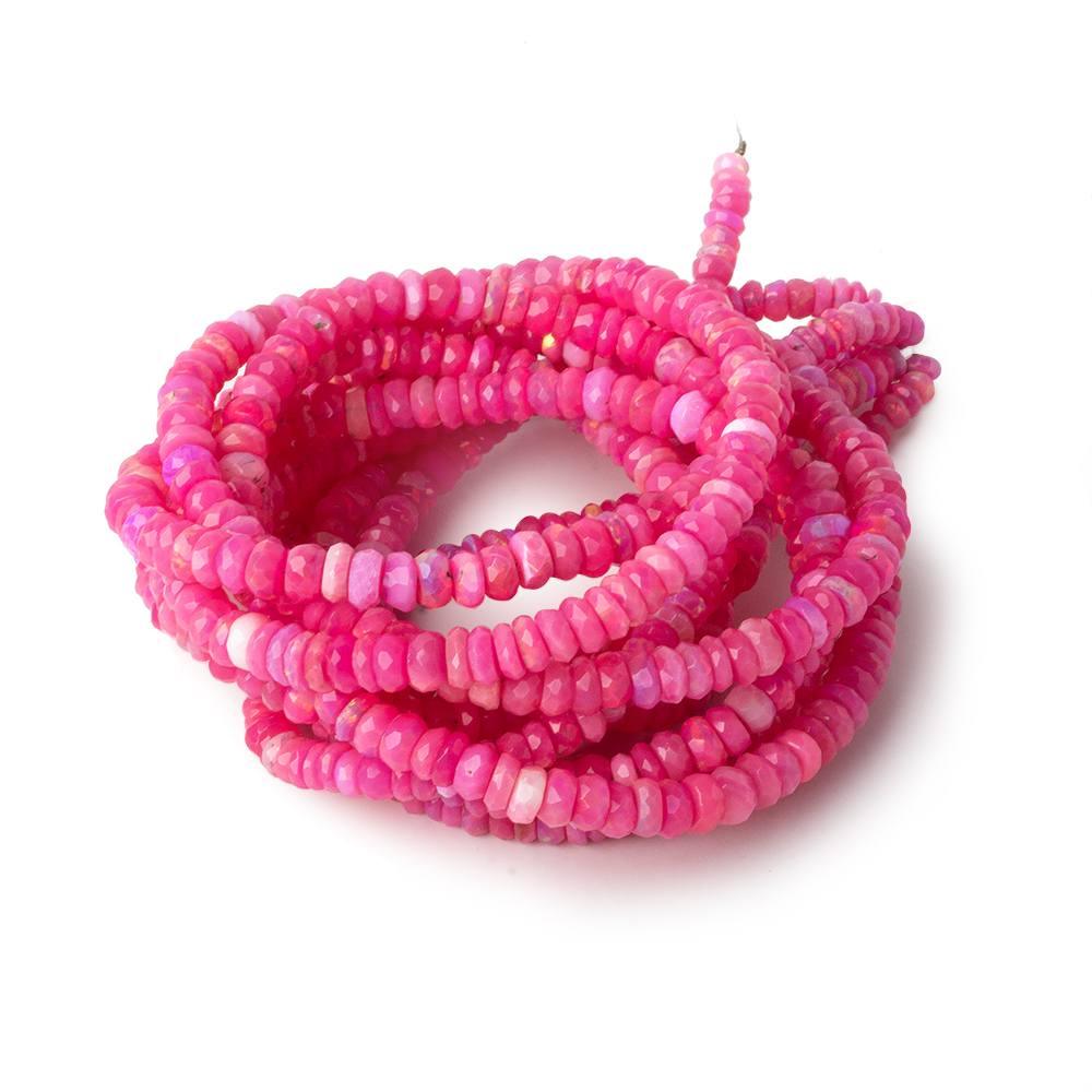 3-4.5mm Purplish Pink Ethiopian Opal faceted rondelles 17 inch 215 beads - The Bead Traders
