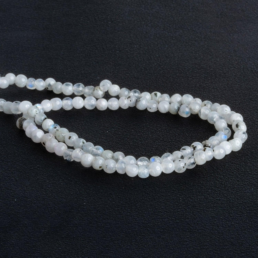 3-4.5mm Rainbow Moonstone Rounds 13 inch 83 beads - The Bead Traders